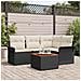 Set divani giardino  5 pezzi con cuscini polyrattan nero e acacia, Divano da giardino  2 posti con stivaggio e cuscini polyrattan nero - Foto miniatura 2