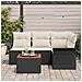 Set divani giardino  5 pezzi con cuscini polyrattan nero e acacia, Divano da giardino  2 posti con stivaggio e cuscini polyrattan nero - Foto miniatura 3