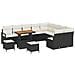 Set Divano da Giardino da 12 Pezzi con Cuscini in Polyrattan Nero e Acacia,  Set da Pranzo da Giardino da 3 Pezzi con Cuscini in Polyrattan Nero e Acacia,  Divano da Giardino per Due Persone con Cuscini in Polyrattan Nero - Foto miniatura 1