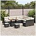 Set Divano da Giardino da 12 Pezzi con Cuscini in Polyrattan Nero e Acacia,  Set da Pranzo da Giardino da 3 Pezzi con Cuscini in Polyrattan Nero e Acacia,  Divano da Giardino per Due Persone con Cuscini in Polyrattan Nero - Foto miniatura 3