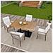 Set Tavolo Da Pranzo E Sedie Da 5 Pezzi, Per 4 Persone, Piano Del Tavolo In Legno Massello Di Acacia, Sedie Con Rivestimento In Rattan Pe - Foto miniatura 3