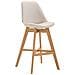 Sgabello Design Cannes in Tessuto I Sgabello Bar con Telaio in Legno di Quercia I Sedia Cucina con Poggiapiedi E Schienale Crema Natura - Foto miniatura 1