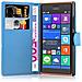 Custodia Compatibile Con Nokia Lumia 730 In Pastello Blu - Coperchio Protettiva Con Chiusura Magnetica, Funzione Stand E Tasca Per Le Carte - Foto miniatura 2