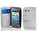 Custodia Compatibile Con Samsung Galaxy Pocket Neo In Magnesio Bianco - Coperchio Protettivo In Ecopelle Testurizzata E Tasca Per Carte Di Credito - Foto miniatura 1