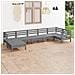 Set Divani Da Giardino 7 Pz In Legno Massello Di Pino Grigio - Foto miniatura 1