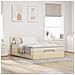 Pouf Letto con Materasso Crema 140x200 cm in Tessuto - Foto miniatura 3