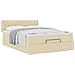 Pouf Letto con Materasso Crema 140x200 cm in Tessuto - Foto miniatura 5