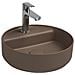 Lavabo Tondo Da Appoggio Senza Troppo Pieno In Ceramica Con Foro Rubinetto - Tortora Opaco - Foto miniatura 1