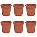 Vaso Rotondo per Fiori 6 pcs Rosso Mattone Ø 15 x 12 cm - Foto miniatura 1