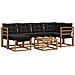 Set di divani da esterno con cuscino 7 pcs Naturale e Nero - Foto miniatura 1