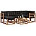 Set di divani da esterno con cuscino 7 pcs Naturale e Nero - Foto miniatura 3