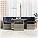 Set Divano da Giardino 7 pcs grigio e blu navy polyrattan - Foto miniatura 3