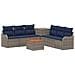Set di divani 8 pz Grigio e Blu Navy Rattan sintetico e Acciaio - Foto miniatura 1