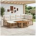 Set Divano da Giardino 7 pz Naturale e Bianco Crema polyrattan - Foto miniatura 9