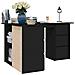 Scrivania ad Angolo Nera 145x100x76 cm in Legno Multistrato - Foto miniatura 4