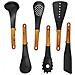 Set Utensili Da Cucina 6 Pezzi Manici Aspetto Legno E Supporto Rotante, Nero - Foto miniatura 1