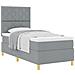 Letto con Rete a Molla e Materasso Grigio Chiaro Singolo in Tessuto - Foto miniatura 1