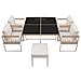 Set Di Tavoli Da Pranzo E Sedie Da Pranzo All'aperto Da 7 Pezzi, Tavolo In Vetro Temperato Con Rivestimento In Rattan Pe, Piano Corrimano In Legno Di Acacia - Foto miniatura 3