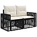 Set Divano da Giardino 13 pcs Nero e Bianco Crema polyrattan - Foto miniatura 5