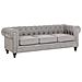 Divano Vintage A 3 Posti In Tessuto Grigio Chiaro Chesterfield - Foto miniatura 26