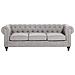 Divano Vintage A 3 Posti In Tessuto Grigio Chiaro Chesterfield - Foto miniatura 27