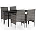 Set Da Pranzo Per Giardino 5 Pz Con Cuscini Grigio E Nero - Foto miniatura 1