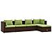 Set Divani Da Giardino 5 Pz Con Cuscini In Polyrattan Marrone - Foto miniatura 1