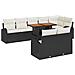 Set da Pranzo da Giardino di 9 Pezzi con Cuscini Nero in Polyrattan e Acacia - Foto miniatura 1