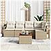 Set Divano da Giardino  da 6 Pezzi con Cuscini Beige in Rattan Polimerico Acacia, Divano da Giardino  per 2 Persone con Cuscini Beige in Rattan Polimerico - Foto miniatura 3