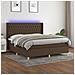 Letto a Molle Materasso e LED Marrone Scuro 160x200 cm Tessuto - Foto miniatura 2