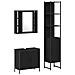 Armadio Lavabo  Rovere Nero 60x30x60 cm Legno Ingegnerizzato, Armadio Bagno  Rovere Nero 33x33x185.5 cm Legno Ingegnerizzato - Foto miniatura 1