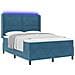 Letto a molle con strisce LED Blu 160 x 200 cm Velluto - Foto miniatura 2