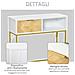 Tavolino Consolle Design Moderno Bianco E Oro Con Cassetto In Legno 80x30x80.5cm - Foto miniatura 2
