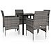 Set Da Pranzo Per Giardino 5 Pz Con Cuscini Grigio E Nero - Foto miniatura 2