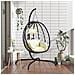 Sedia Uovo Sospesa Con Cuscino Bianco Crema Polyrattan Acciaio - Foto miniatura 1
