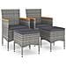 Set Sedie da Giardino con Poggiapiedi 4 pz in Polyrattan Grigio - Foto miniatura 1