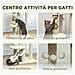 Torre per Gatti con Lettino, Piattaforma e Pallina Giocattolo, in Legno, Peluche e Iuta, 48.5x40x76 cm, Beige - Foto miniatura 3