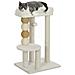 Torre per Gatti con Lettino, Piattaforma e Pallina Giocattolo, in Legno, Peluche e Iuta, 48.5x40x76 cm, Beige - Foto miniatura 1
