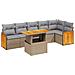 Set Divani Da Giardino 7 Pz Con Cuscini Beige In Polyrattan - Foto miniatura 2