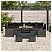 Set di Divano da Giardino  10 Pezzi con Cuscini Nero Polirattan Acacia, Divano da Giardino 2 Posti  con Ripostiglio e Cuscini Nero Polirattan, Set di Pranzo da Giardino 3 Pezzi  con Cuscini Nero Polirattan Acacia - Foto miniatura 3