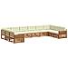 Set divani 10 pcs Naturale e Crema Legno di Acacia Massello - Foto miniatura 1