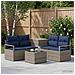 Set di divani 6 pz Grigio e Blu Navy Rattan sintetico e Acciaio - Foto miniatura 4