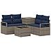 Set di divani 6 pz Grigio e Blu Navy Rattan sintetico e Acciaio - Foto miniatura 1