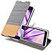 Custodia Compatibile Con Nokia Lumia 650 In Grigio Chiaro Marrone - Coperchio Protettiva Con Chiusura Magnetica, Funzione Stand E Tasca Per Le Carte - Foto miniatura 1