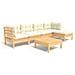Set Divani Da Giardino 6 Pz Con Cuscini Crema Massello Di Pino - Foto miniatura 2