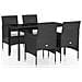 Set Mobili Da Pranzo Per Giardino 5 Pz Con Cuscini Nero - Foto miniatura 2
