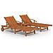 Set Lettino Prendisole Con Tavolo 2 Pz Legno Di Massello Acacia - Foto miniatura 1