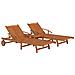 Set Lettino Prendisole Con Tavolo 2 Pz Legno Di Massello Acacia - Foto miniatura 2