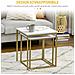Tavolino Da Salotto Set 2 Pezzi Impilabile Con Piano In Truciolato E Struttura In Acciaio, Bianco E Oro - Foto miniatura 2
