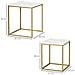 Tavolino Da Salotto Set 2 Pezzi Impilabile Con Piano In Truciolato E Struttura In Acciaio, Bianco E Oro - Foto miniatura 6